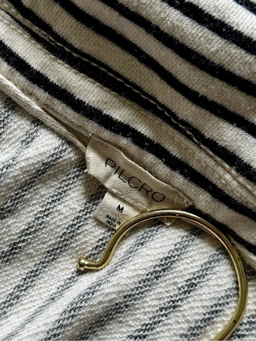 Anthro Pilcro Cotton Spliced Henley Top, Ivory / Black Stripe – Size Medium - Picture 7 of 8